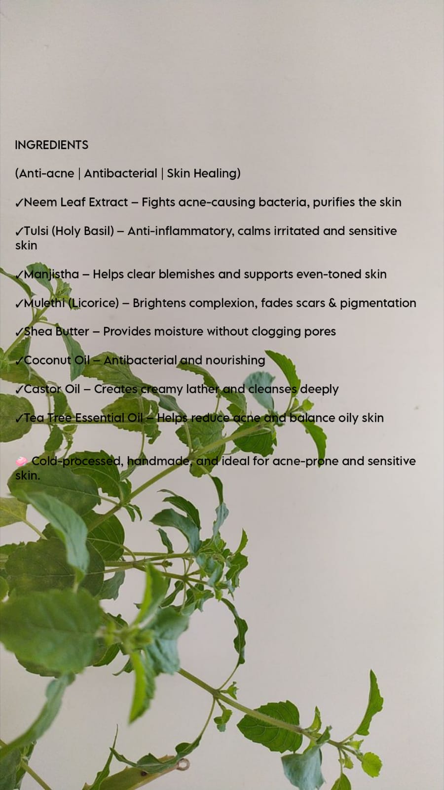 HANDMADE NEEM & TULSI BAR